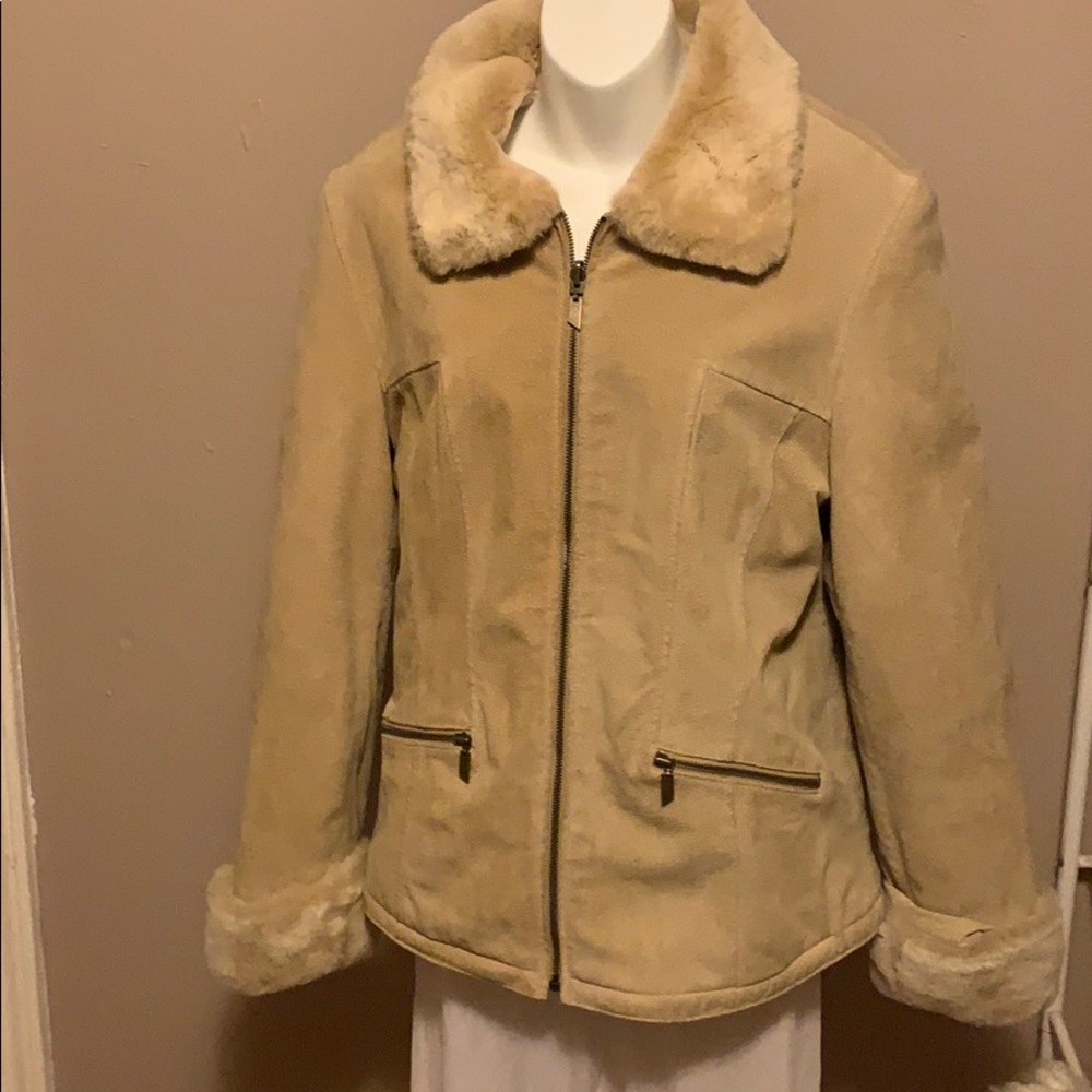 Faux fur leather winter jacket